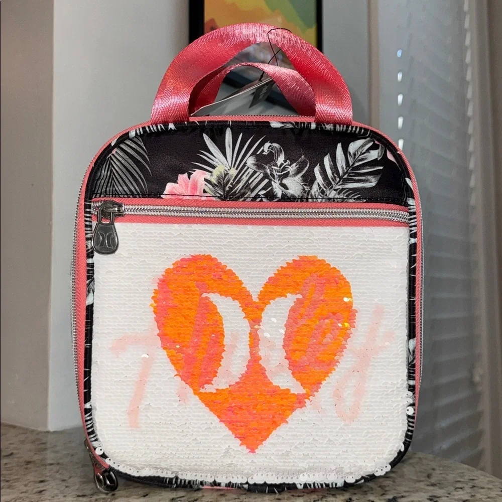 Hurley Sequin Heart Lunch Tote Bag